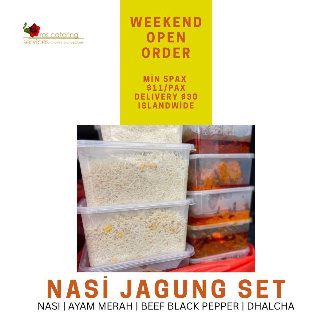 MomOwnRecipe's tweet photo. This Saturday &amp; Sunday, if you are too tired or too lazy to cook, we are taking 5 slots for our WEEKEND OPEN ORDERS!

Delivery is between 11am to 3pm
Islandwide
No self collection.

5pax minimum. Menu is fixed.

Spread the ❤️ https://t.co/sFEEjJXRmS