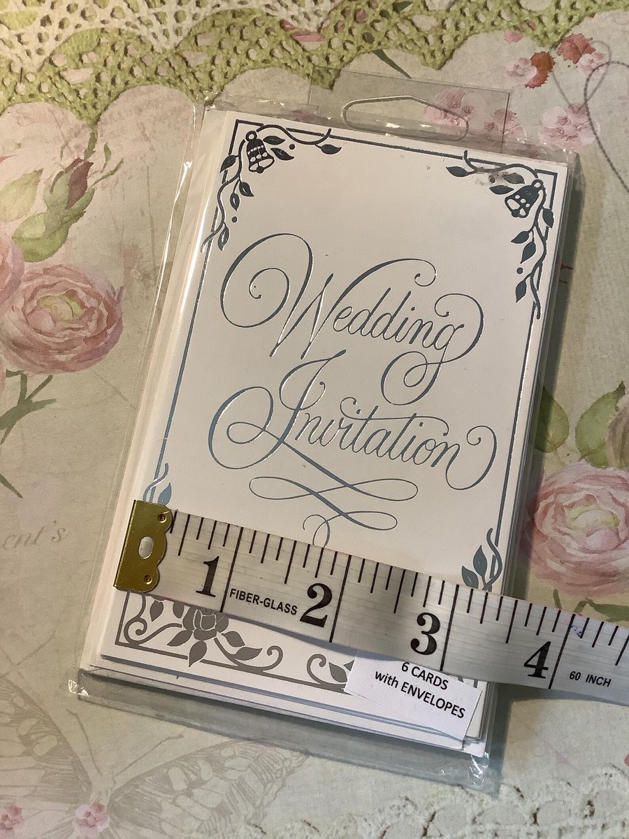 WatsonsVintage's tweet photo. NEW LISTING and Only ONE Pack Available! RARE Fabulous Vintage Circa 1970s Pack of 6 Wedding Invitations with Envelopes - Pretty Silver Embossed Bells and Roses Design - Traditional Design https://t.co/mfx53RJoqY via @Etsy #Vintage #WeddingInvitations #70snostalgia https://t.co/MTSBF4ems1