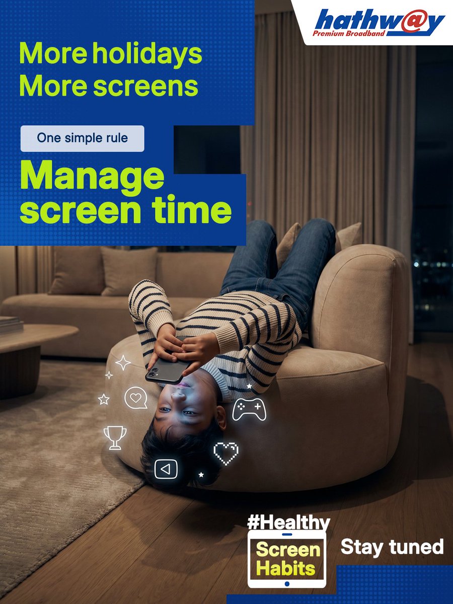 HathwayBrdband's tweet photo. Summer = more screen time, we get it.

A little structure helps keep it balanced—control what, when &amp; how long they watch.

Safer screens. Smarter summer. 

#HealthyScreenTime #HealthyScreenHabits #HathwayBroadband #SummerRules #SaferScreens https://t.co/wRPkySxRn1