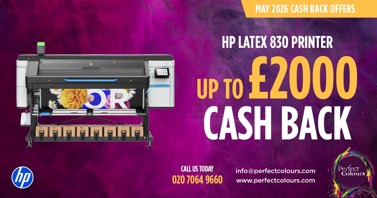 perfectcolours's tweet photo. This month, if you order a new @HPUK Latex 830 printer you could claim up to £2,000 cash back. 

Give the sales team a ring on 020 7064 9660 

#wideformat #printer https://t.co/66gBh9Xtm9