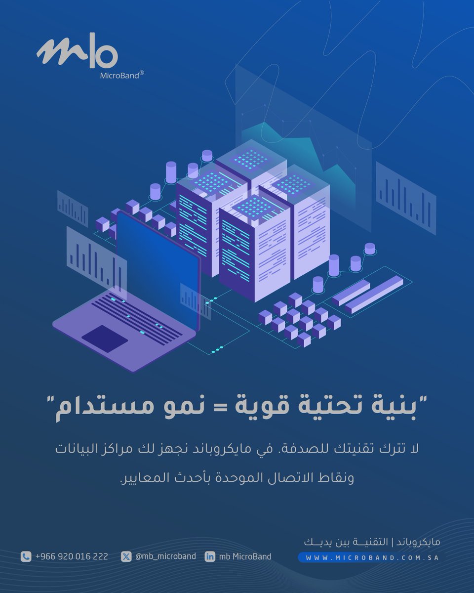 MB_MicroBand's tweet photo. بنية تحتية قوية تعني شغل ثابت ونمو بدون توقف.
مع مايكروباند خلك مطمّن… بياناتك آمنة وأنظمتك دايم جاهزة للتوسع.
#مايكروباند #حلول_سحابية #بنية_تحتية #تقنية #التحول_الرقمي https://t.co/aUD6rMv0fa