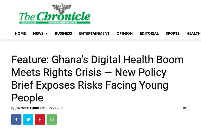 DigHealthRights's tweet photo. 📢Ghana’s Digital Health Boom Meets Rights Crisis.
💡New Policy Brief by @GCAT_dhrp exposes risks facing young people. 

Read more via #TheGhanaianChronicle👇
https://t.co/XIrCL5kCXY https://t.co/VjucBoSUTJ