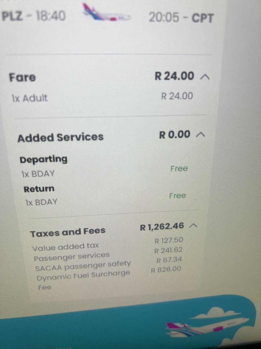 _goat_l's tweet photo. Fyi, @FlySafair is addng a bunch of fees, so you are not really getting a R12 ticket #flysafair https://t.co/pQSNk0qEVN