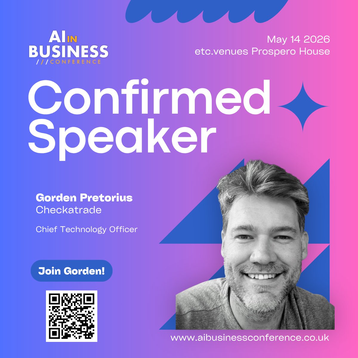 Roar_Digital's tweet photo. Fab keynote next week at the AI in Business Conference London @Checkatrade's CTO Gorden will be joining us for a deep dive into the AI & technology journey in place 🚀 #CTO #AI 👇