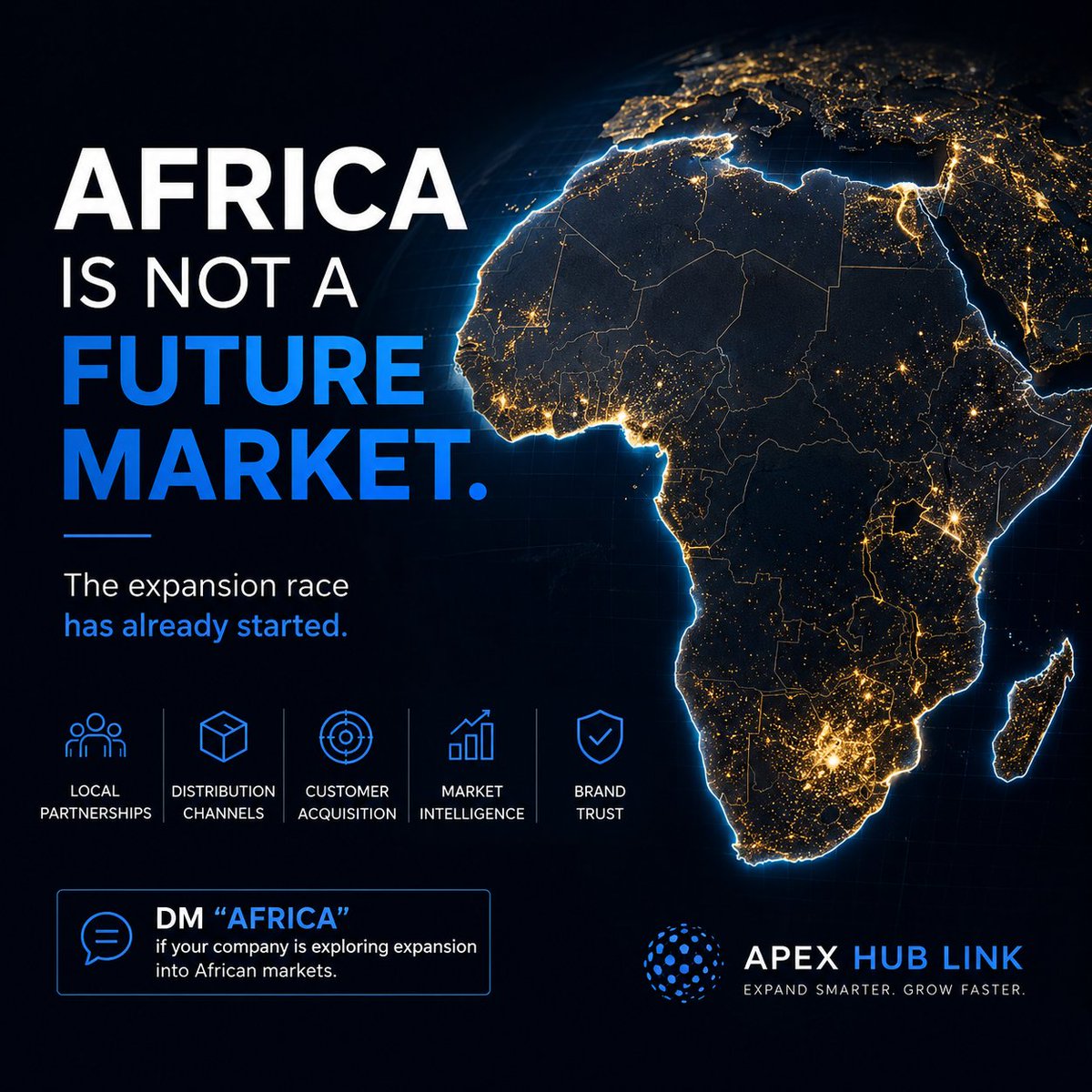 apexhublink's tweet photo. Most international companies are 5 years late on Africa.

The smartest operators are already building: • Distribution • Partnerships • Outbound acquisition • Market intelligence

Africa isn’t a “future market.”

It’s an execution market. https://t.co/VIqVDCJqeJ