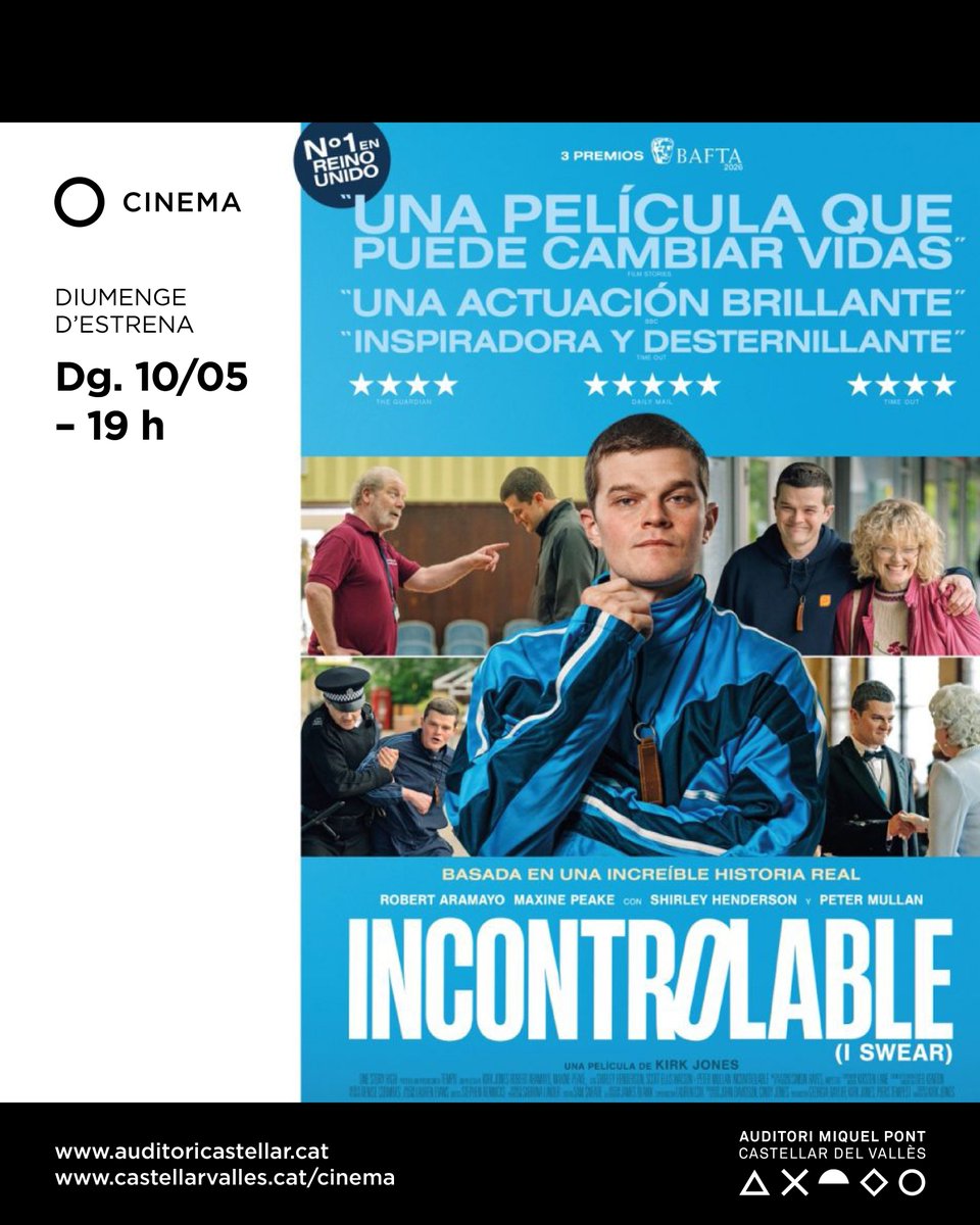 femcastellar's tweet photo. 🎬 Aquest diumenge, l’Auditori projecta "Incontrolable (I Swear)", un drama colpidor sobre la vida de John Davidson.

📅 Diumenge 10 de maig
🕖 19 h
📍 Auditori Miquel Pont

🎟️ Entrades a https://t.co/vgON6iLkiP

@auditoricastellar
#Cinema
#Incontrolable
#ISwear
#DiumengeDEstrena https://t.co/h5v10RIkhG