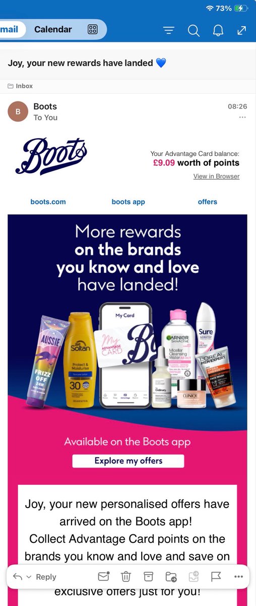 JoyField13's tweet photo. @BootsUK when you email me you show my points as being worth £9.09 yet when I log into my account is states 0 points can you please explain https://t.co/ddAEpFB4Yc