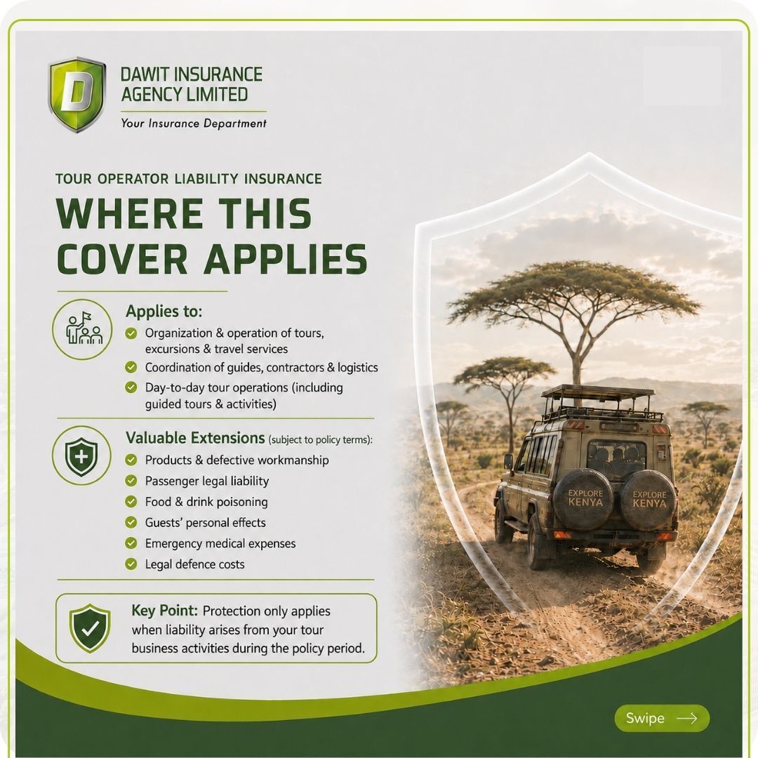 DawitInsurance's tweet photo. Proper Tour Operator Liability Insurance protects against injuries, accidents, negligence claims &amp; more.
Need a quick review of your cover?
DM “LIABILITY” or call +254712856447 or Whatsapp +254737856447
#TourOperatorInsurance #KenyaSafari #LiabilityInsurance https://t.co/nsWfI0HjEz