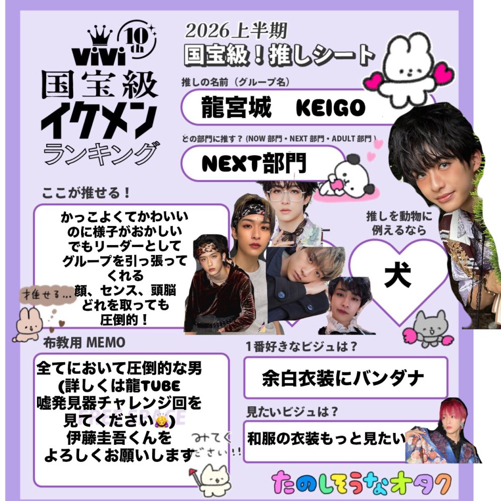 ViVi国宝級イケメンランキング [NEXT部門] #伊藤圭吾 くん(#龍宮城)