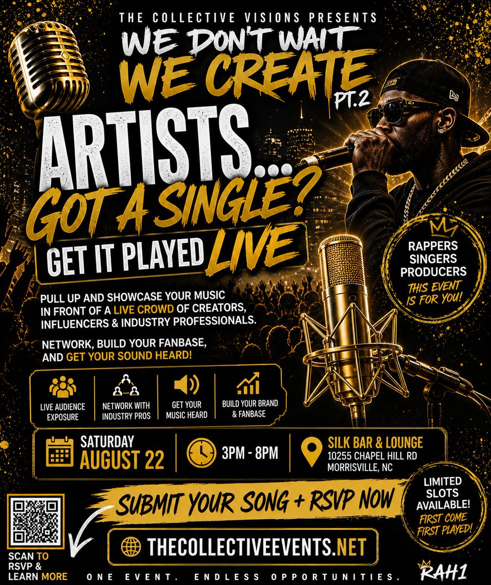 TeamCollective's tweet image. WE’RE BACK! Artists this your stage—WE DON’T WAIT WE CREATE 2 with Vincent M Ward. Music by DJ CEN CITY. Lock in now thecollectiveevents.net #RAH1 #WEDONTWAITWECREATE #VINCENTMWARD