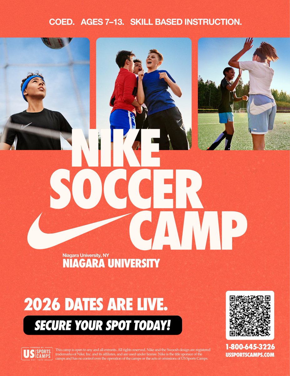 NiagaraWSOC's tweet photo. If you haven’t heard yet, we are partnering with Nike camps this summer and are hosting two events! We are excited about this new experience we are bringing to campus for the first time! Sign up now for some summer fun😎 

https://t.co/YzIpxHnTJD https://t.co/oHg6m878Yp