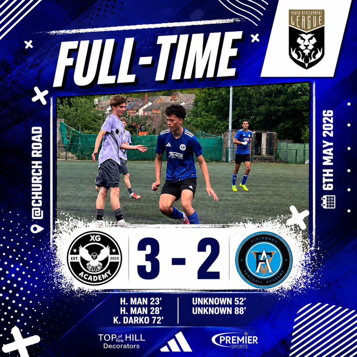 XGAWhyteleafe's tweet photo. 𝗙𝗨𝗟𝗟 𝗧𝗜𝗠𝗘 𝗔𝗧 𝗖𝗛𝗨𝗥𝗖𝗛 𝗥𝗢𝗔𝗗

The boys finish off the league campaign with a hard-fought 3-2 win over the reigning champions Visionary Academy. our A great win which sets us up nicely going into the CPA cup final in two weeks time. 

🔵 3-2 🟣

#xgacademy https://t.co/QClMsot5mB