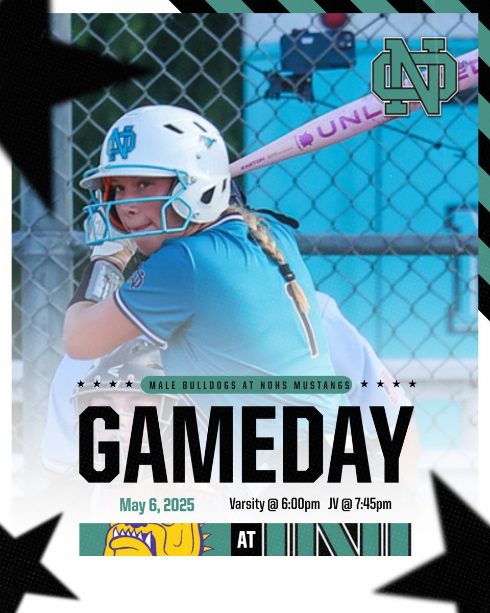 NOMustangs's tweet photo. The Lady Mustangs Softball team hosts the Male Bulldogs tonight! Varsity first pitch at 6:00pm with JV to follow at 7:45pm. Get your tickets here:
https://t.co/GJVPTMiYG2 https://t.co/EKJK4AFTi3