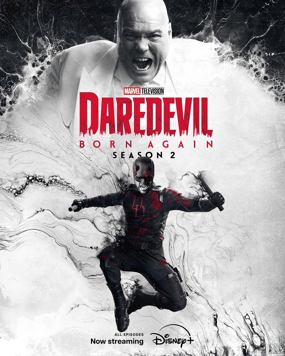 DisneyPlusCA's tweet photo. One city. Two sides. No mercy. 

All episodes of Marvel Television’s #DaredevilBornAgain Season 2 are now streaming on Disney+ Canada. https://t.co/pxuC2qYMEe