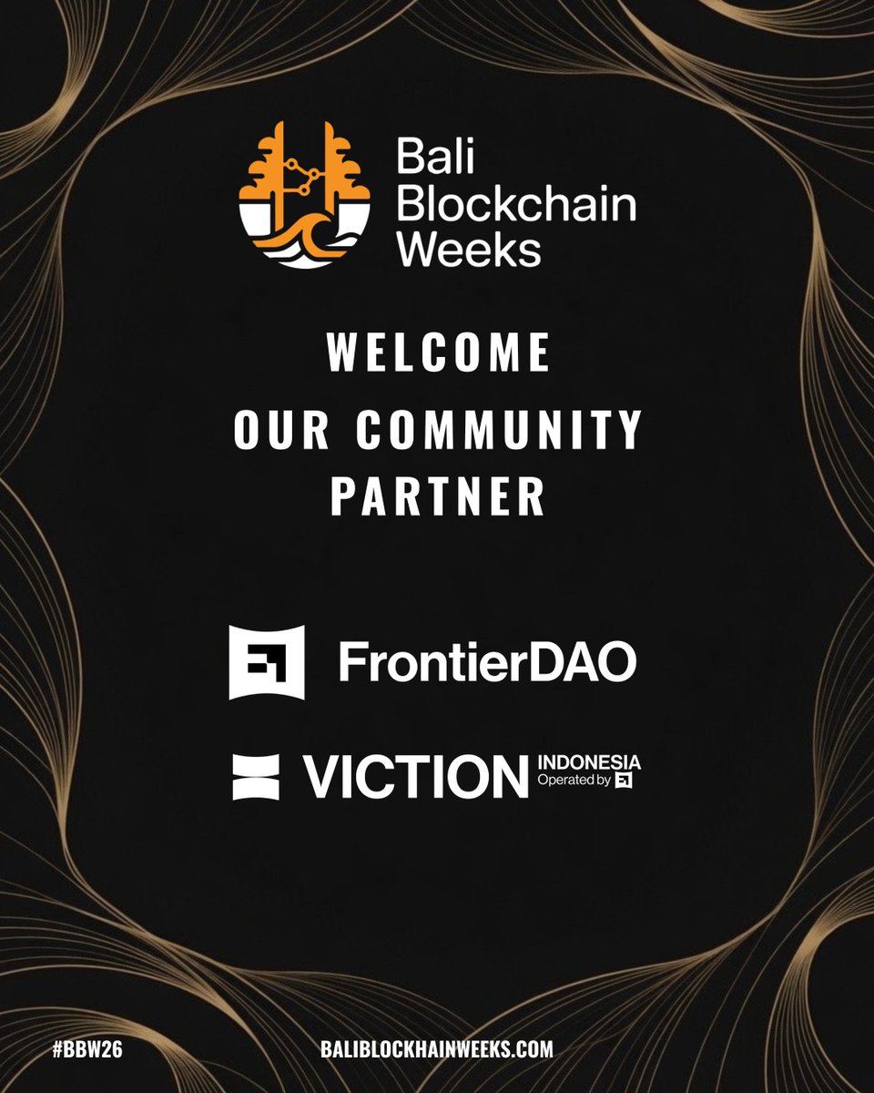 BBweekOfficial's tweet photo. 📢 Partner Announcement

We’re excited to welcome @VictionID by @Frontier_DAO as a Community Partner for Bali Blockchain Weeks.

Together with Viction Indonesia Community, we aim to deliver a successful and impactful Bali Blockchain Weeks.

#BBW2026 #Web3 #Crypto https://t.co/sM0hJ4IT5K