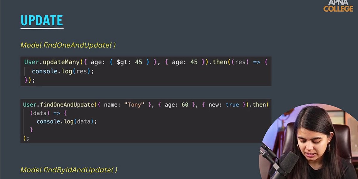 VaibhavNagar03's tweet image. 🚀 Day 85 of #Phase2 #90DaysOfCode 🚀

Completed MongoDB Part 2 💻✨
• findAndUpdate() &amp;amp; Delete
• Schema Validations
• SchemaType options
• Validation updates &amp;amp; errors

Mongoose concepts getting stronger 🔥

#MongoDB #Mongoose #BackendDevelopment #CodingJourney