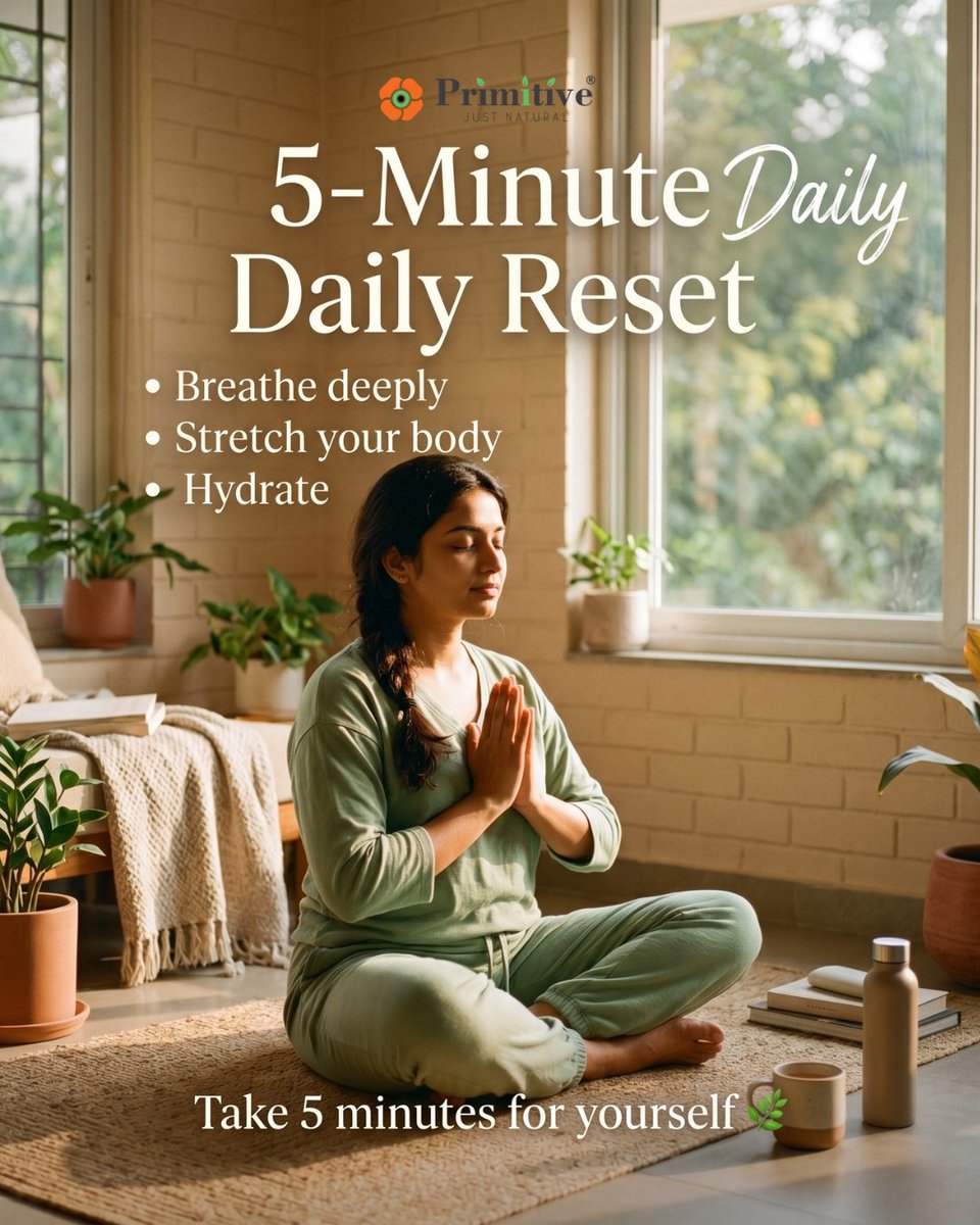itsmyprimitive's tweet photo. You don't need an hour. You just need 5 minutes. Breathe deeply, stretch your body, and hydrate; that's your reset for the day. Start small, stay consistent, and watch your mind and body transform. Try it today! ✨
.
#DailyReset #5MinuteWellness #MindfulMorning #BreatheDeeply https://t.co/yTkZKB8kPA