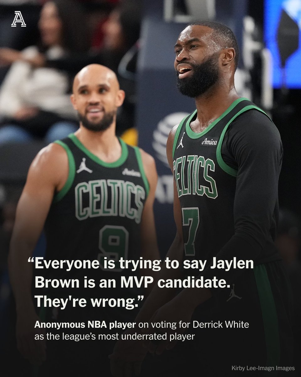 Something that is crystal clear from the results of The Athletic's anonymous NBA player poll: 

Players believe that Boston Celtics’ Derrick White still has not received his due respect.

nytimes.com/athletic/72535…