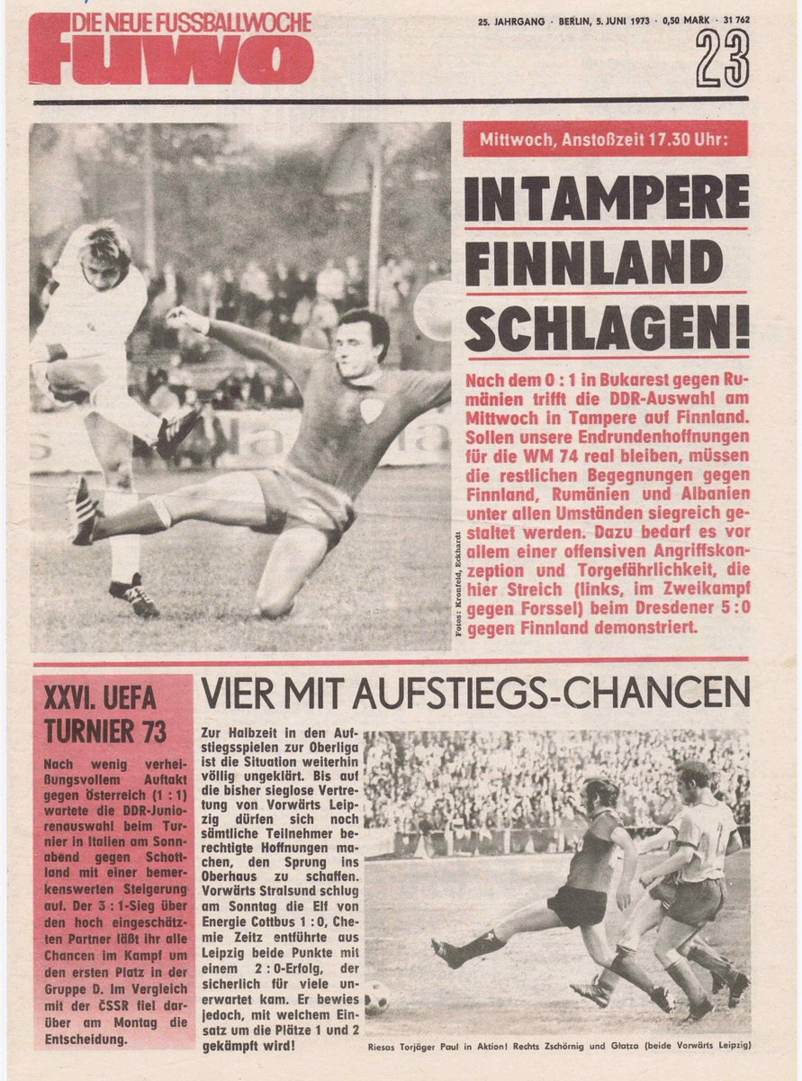 dirk_adam's tweet photo. Ein Tag vor meiner Geburt. 😎👍🏼⚽️ #FUWO PS: 5:1-Sieg am 6. Juni 1973 für die DDR. ⚽️ #DDR #Fußball https://t.co/qUHFGS2zhz