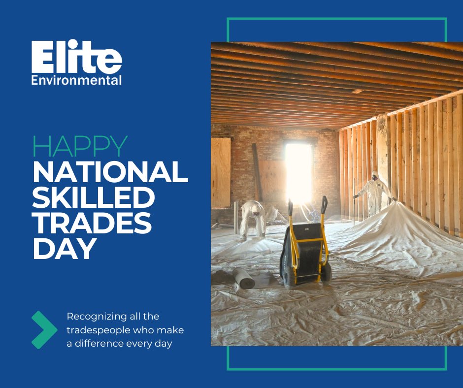 CallEliteEnv's tweet photo. Happy National Skilled Trades Day from Elite Environmental! We appreciate the tradespeople who show up ready to work, willing to learn, and committed to doing the job right. Your hard work makes a difference every day! https://t.co/36sDRhSoCn