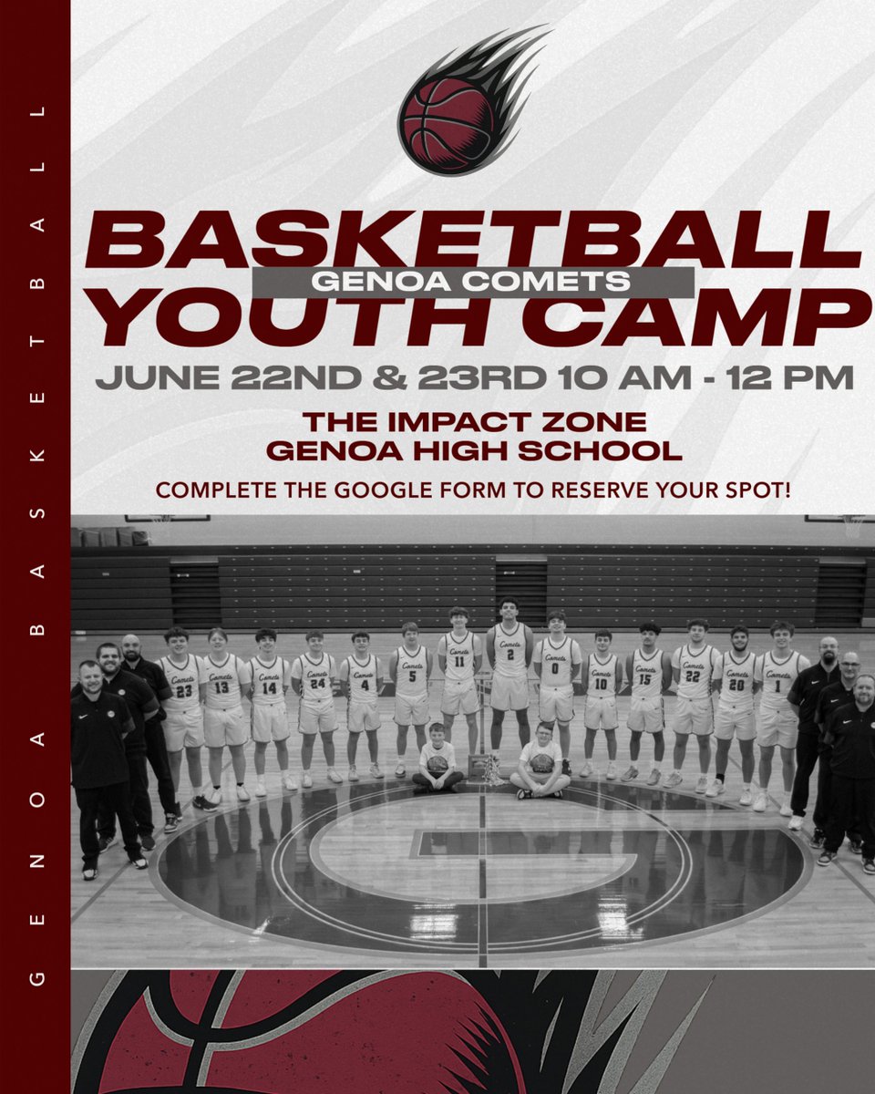 GenoaBasketball's tweet photo. Sign up for the  2026 Genoa Basketball Youth Camp!
https://t.co/u4taFBby3O https://t.co/0umCAolTcj