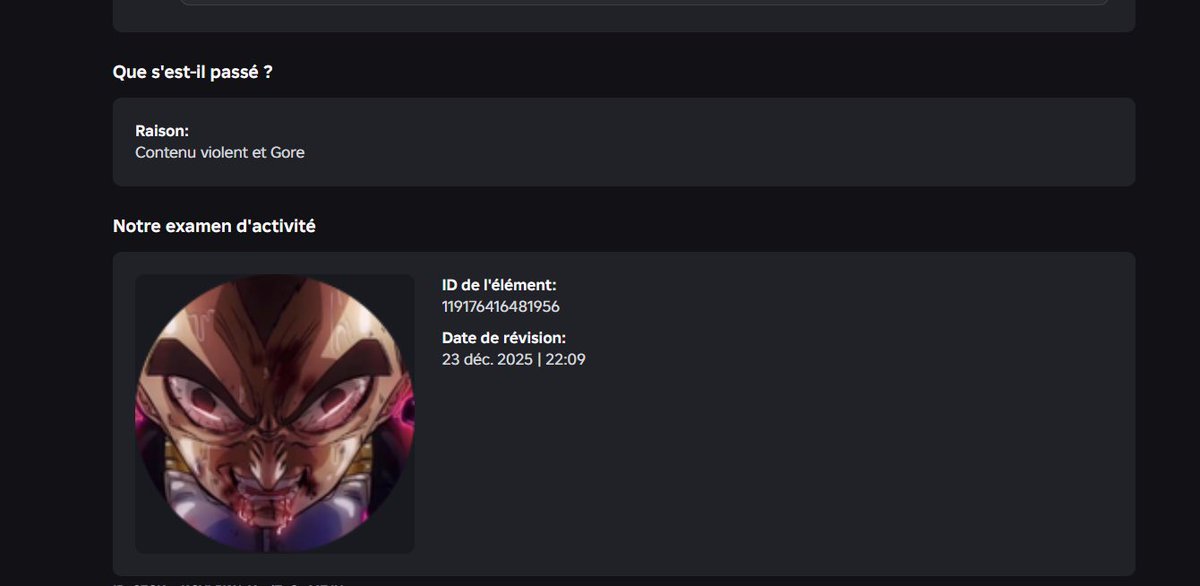 Brio_Games's tweet photo. Hey @Roblox,
My account 'gregmath06' was banned for an image (Pic 1), but agent Gustavo rejected my appeal by falsely claiming a 'Voice Chat' violation (Pic 2), a feature I don't even use!

This is a clear human error. Please review the real case. #Roblox #Robloxsupport https://t.co/I6FPWvYJsH