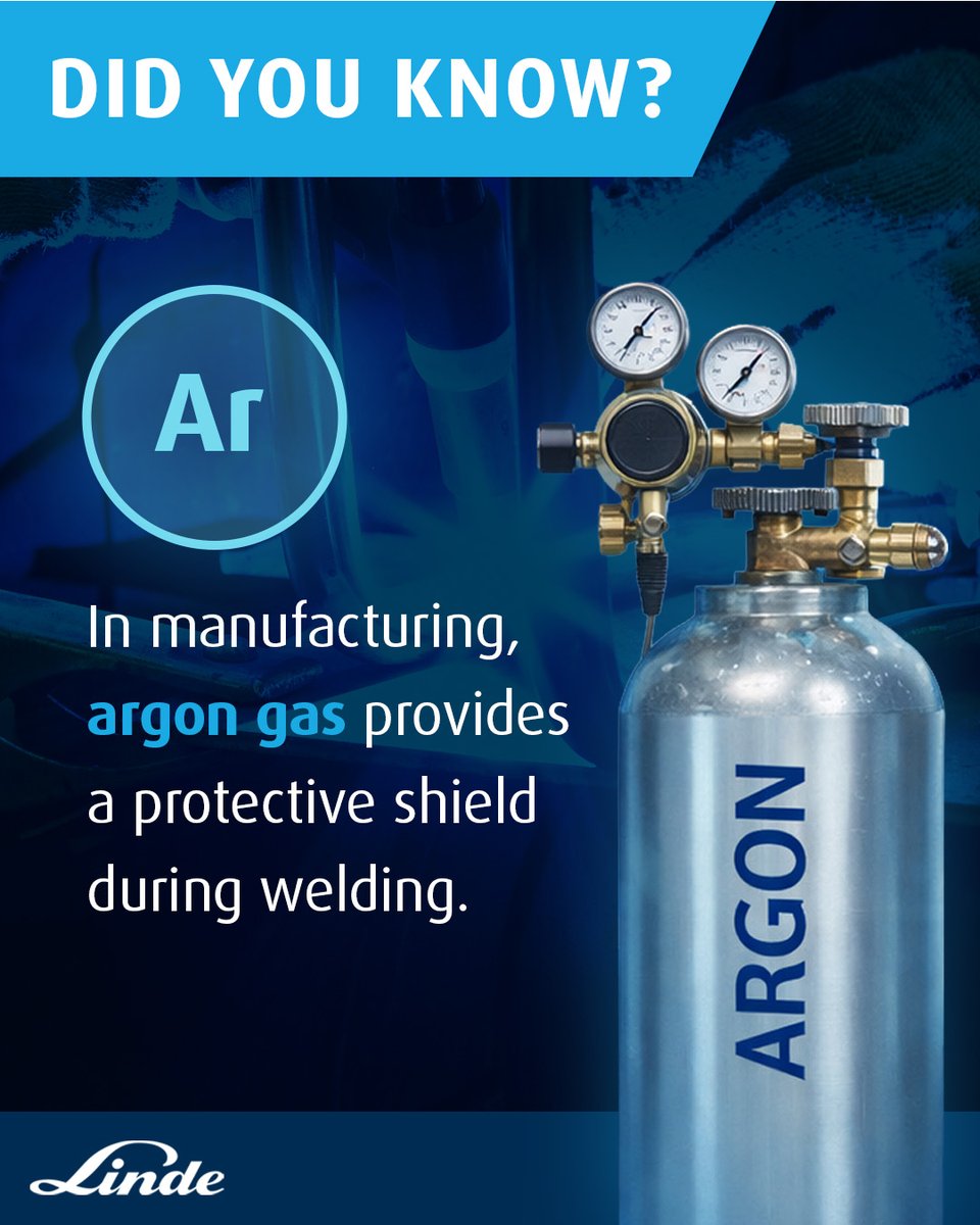 lindegasequip's tweet photo. Argon plays an important role in producing clean, high-quality welds. We work with manufacturers and fabricators every day to provide the gases and equipment they need to support consistent results. Learn more at https://t.co/OtlKYST43v https://t.co/tE1Vtix7ny