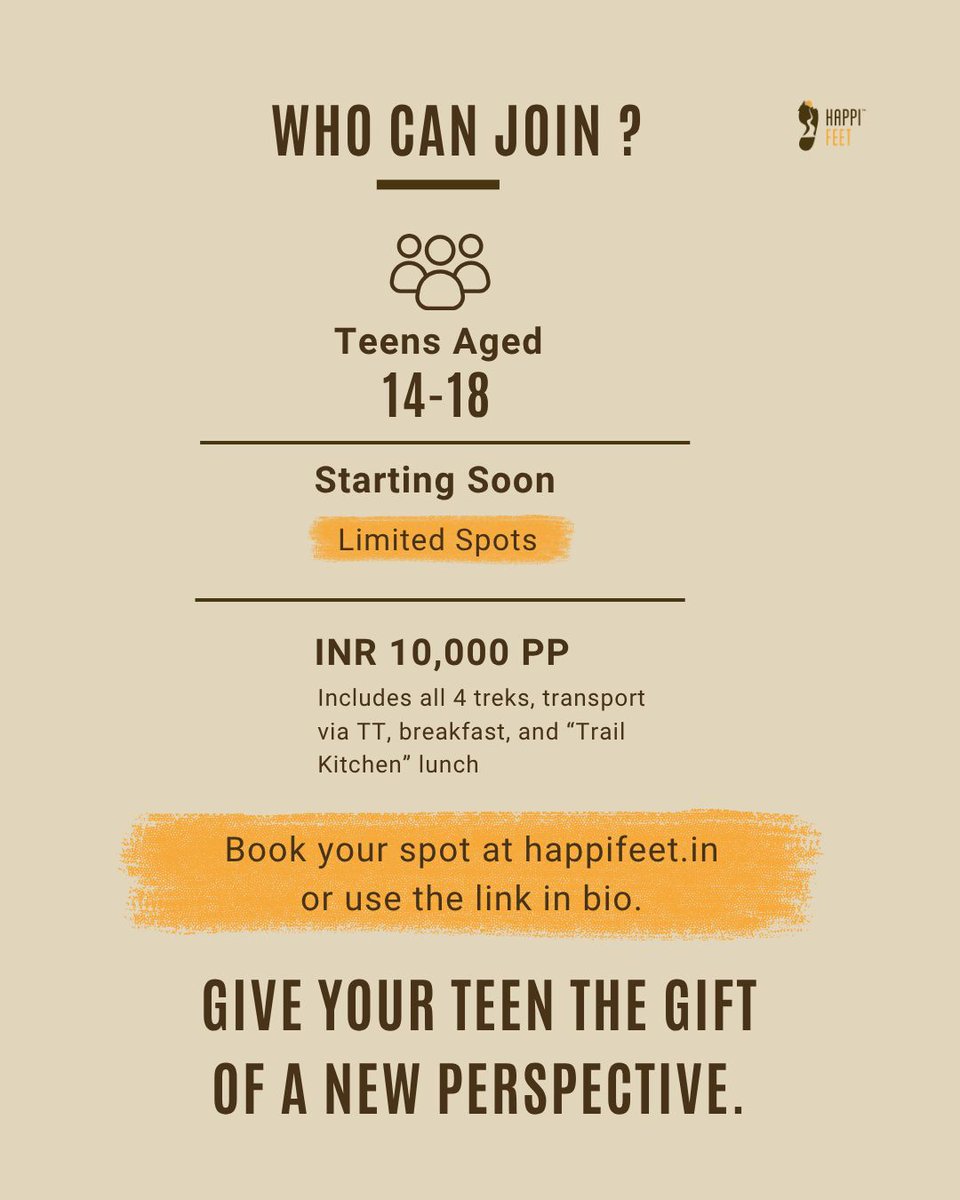 happifeet5's tweet photo. For teens who need more than screens.

4 treks. Real conversations. Real growth.

Limited spots.

https://t.co/Aqd7ssRuQ8 

#Happifeet #BangaloreTrek #TeenProgram #OutdoorLearning #Nature https://t.co/IU3kxjqGSJ