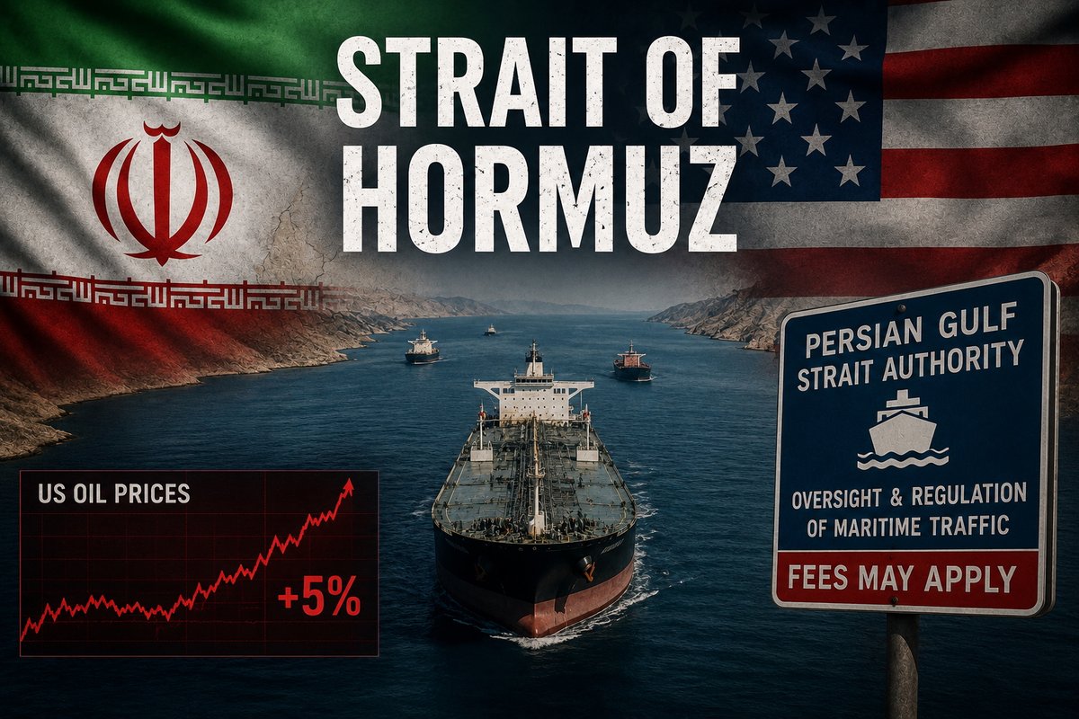 liquidityletter's tweet photo. BREAKING🚨

Just minutes after reports claimed the US and Iran were nearing a deal to end the war and reopen the Strait of Hormuz…

Iran launched a new website called the “Persian Gulf Strait Authority” to oversee all traffic moving through the region.

According to reports:

• Ships may now be charged for safe passage
• Vessels could receive instructions and regulations directly via email
• Iran appears to be preparing a more formal control structure around Hormuz transit
Markets immediately reacted.
US oil prices have already bounced more than +5% from today’s lows.

The Strait of Hormuz is one of the most important oil routes on Earth.

Any sign that Iran could tighten operational control over the region raises fears of higher energy costs, rising inflation, and more pressure on global markets.

That’s usually not great for crypto in the short term because it pushes investors toward defensive positioning and increases uncertainty around interest rates.

Bitcoin holding strong during this type of macro stress would actually be a very important signal.