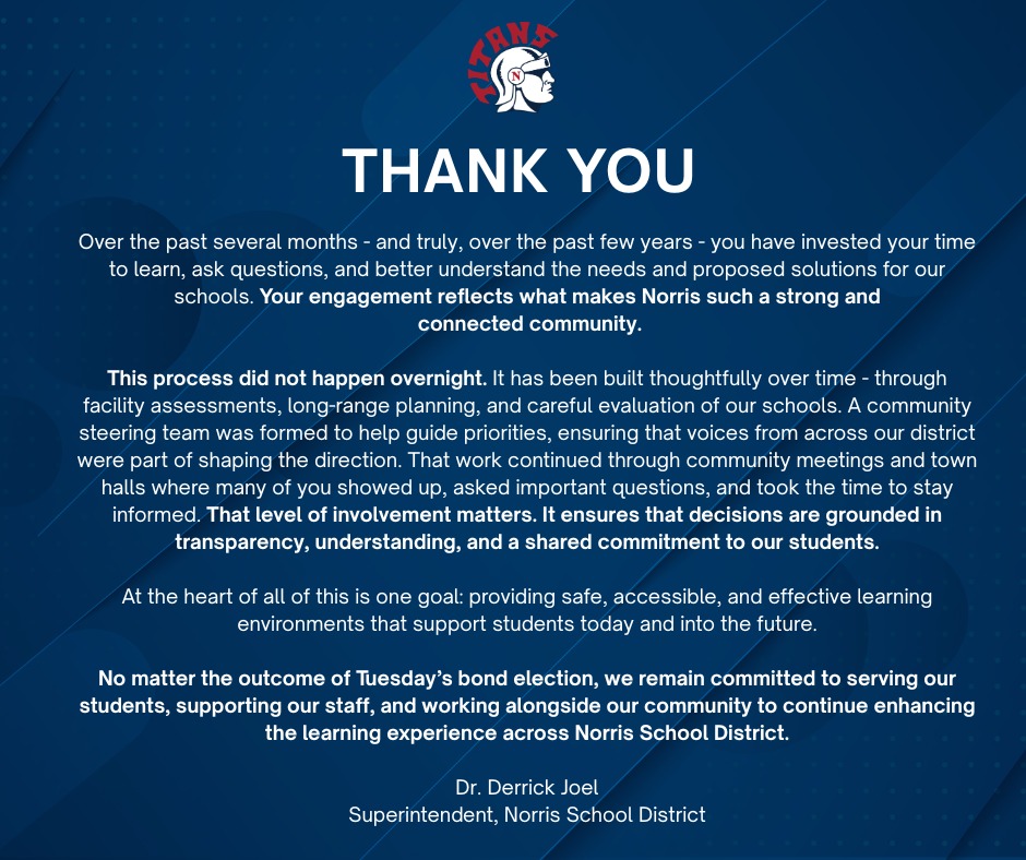 NHS_Titans's tweet photo. A message from Dr. Derrick Joel. https://t.co/DNRAehVDUb