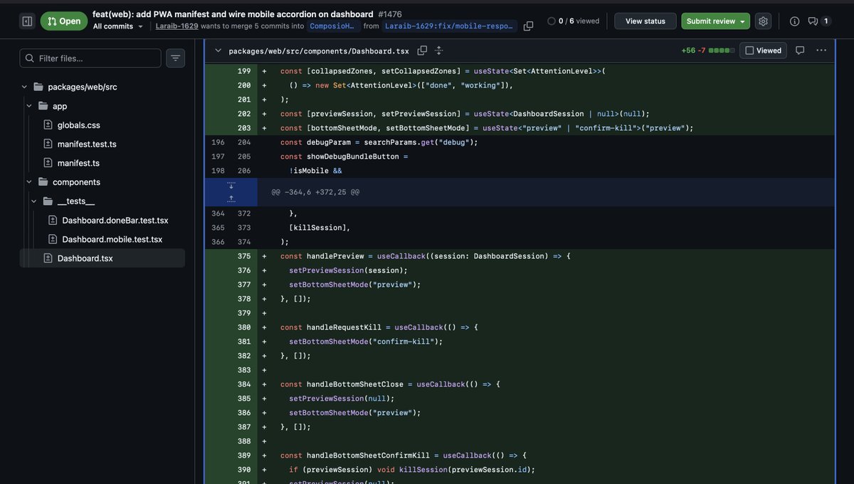 Labear__here's tweet photo. Just shipped my first OSS contribution to
@ComposioHQ_ 's agent orchestrator (6.5k ⭐) The feature was already built in the codebase, just never wired up. Connected it, addressed all reviewer feedback, and kept iterating until it was clean. PR → https://t.co/zpjdB1JUwA https://t.co/Pt0q4qBShG