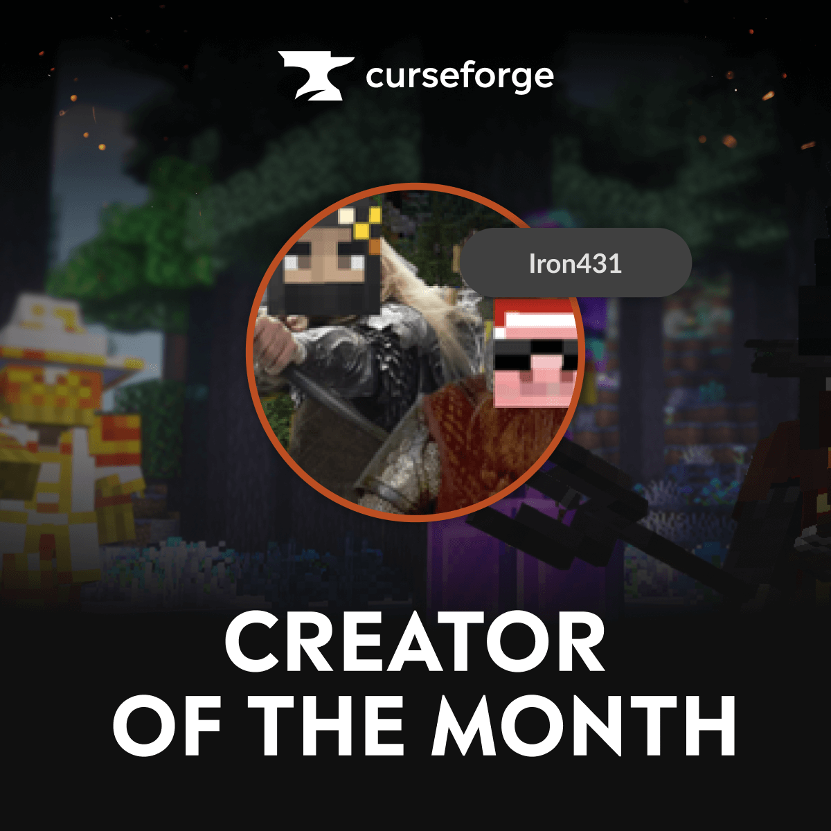CurseForge's tweet photo. 🏆Creator of the Month - May🏆

We've conjured up a pretty magical modder for May's Creator of the Month: Iron431 (@Ironiviii)!

Iron431 is best known for the now iconic Iron's Spells 'n Spellbooks mod, which has quickly become one of the most beloved magic mods of the modern modded Minecraft era ✨