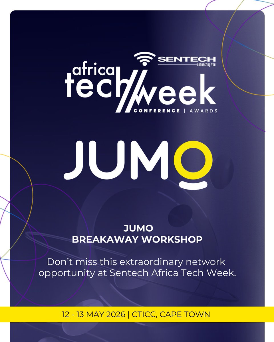 JUMO_WORLD's tweet photo. We'll be at @AfricaTechWeek. Financial inclusion at scale is built through tech infrastructure, partnerships, and having the hard conversations that solve problems.

If you're working in fintech, digital banking infrastructure, or AI-driven lending in Africa, come find us.

#AfricaTechWeek #Fintech #FinancialInclusion