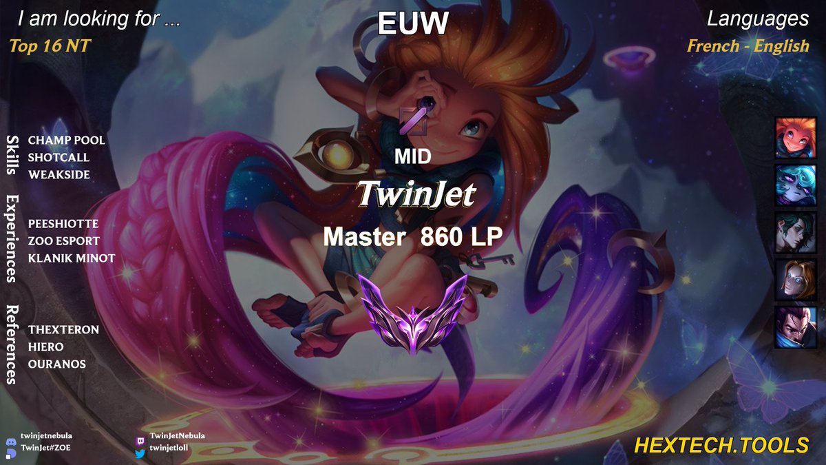 twinjetloll's tweet photo. MID LFT | Après avoir fait top 17/32 à la GA avec le ZOO Esport et un day 2 à la dernière étape avec Peeshiotte je suis LFT pour les prochaines étapes du NT (sauf KOF).

Vraiment motivé et toujours prêt à improve hésitez pas à me DM !

Like / RT appréciés ! https://t.co/m0wtXo0GtG