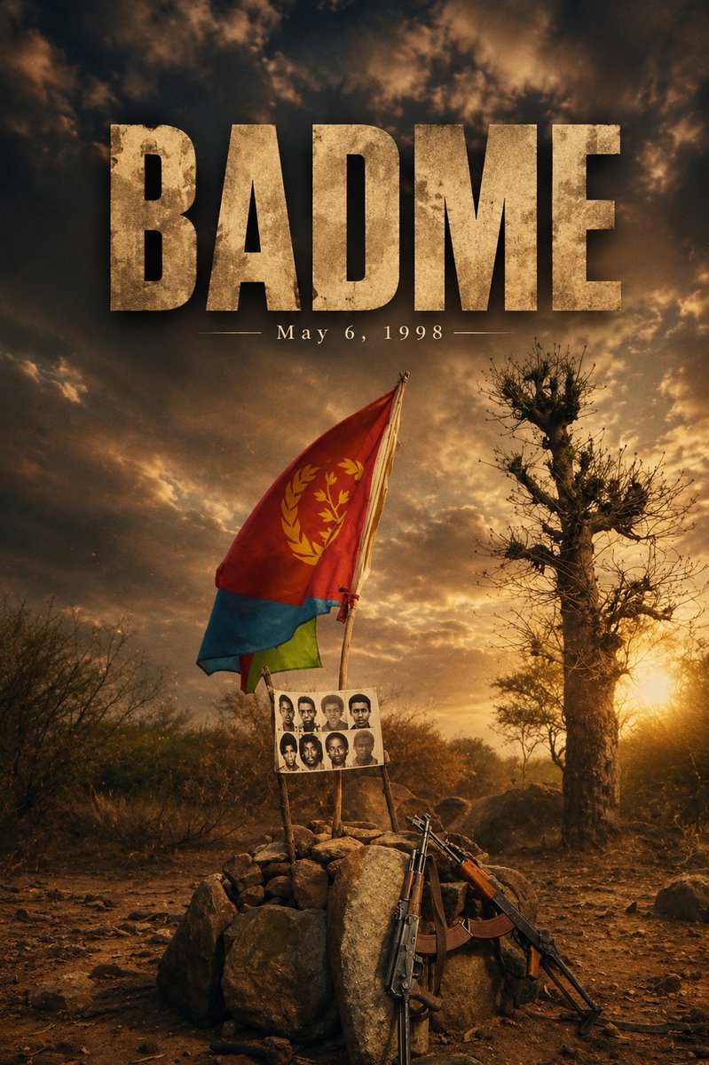 Meconneno's tweet photo. On May 6, 1998, the attack on Badme tested the strength, resilience, and unity of our people. It was a painful chapter that reminded us of the heavy price paid to defend our sovereignty, dignity, and independence. Today, we honor and remember the brave martyrs who sacrificed their lives so future generations could live in freedom and peace.

Time may pass, but their courage and sacrifice will never fade from our hearts. We may forgive, but we will never forget.

Glory and eternal honor to our heroes.
#Eritrea #EritreaPrevails #EritreaAt35