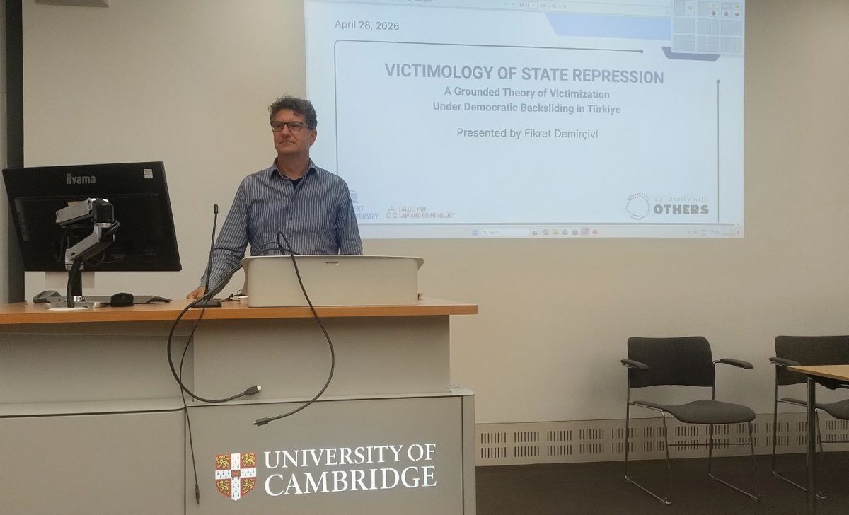 fikret_dem's tweet photo. Presented at @Cambridge_Uni’s Institute of Criminology: "Victimology of State Repression: A Grounded Theory of Victimization Under Democratic Backsliding in Türkiye". This qualitative inquiry centers the voices of those experiencing oppression #Victimology  #PhD #StateRepression https://t.co/awefIKSLk5