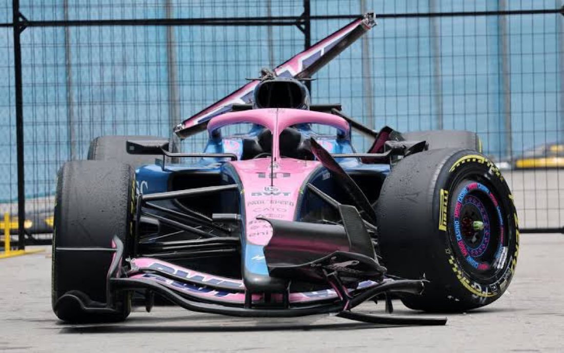 El coche de Gasly tras su accidente en Miami. #F1