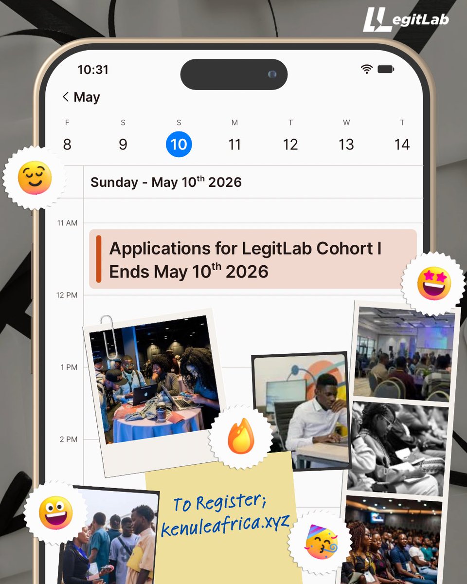 joinlegitlab's tweet photo. Your calendar is already marked ⏰
Applications for LegitLab Cohort I close May 10th.
Free digital skills. Jos, Nigeria. Real mentorship.
Apply → https://t.co/o2t2psjrKT
#JosDigitalSkills #LegitLab https://t.co/xtibk7G5Sk