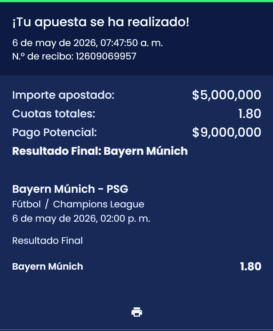 🚨💣 BOMBAZO en la #ChampionsLeague 💣🚨
Voy con esta jugada… 👀🔥

Si la gano, reparto parte de la ganancia entre todos los que:
✅ RT
❤️ Like
💬 Comenten
¿Quién se monta conmigo? 👇🔥