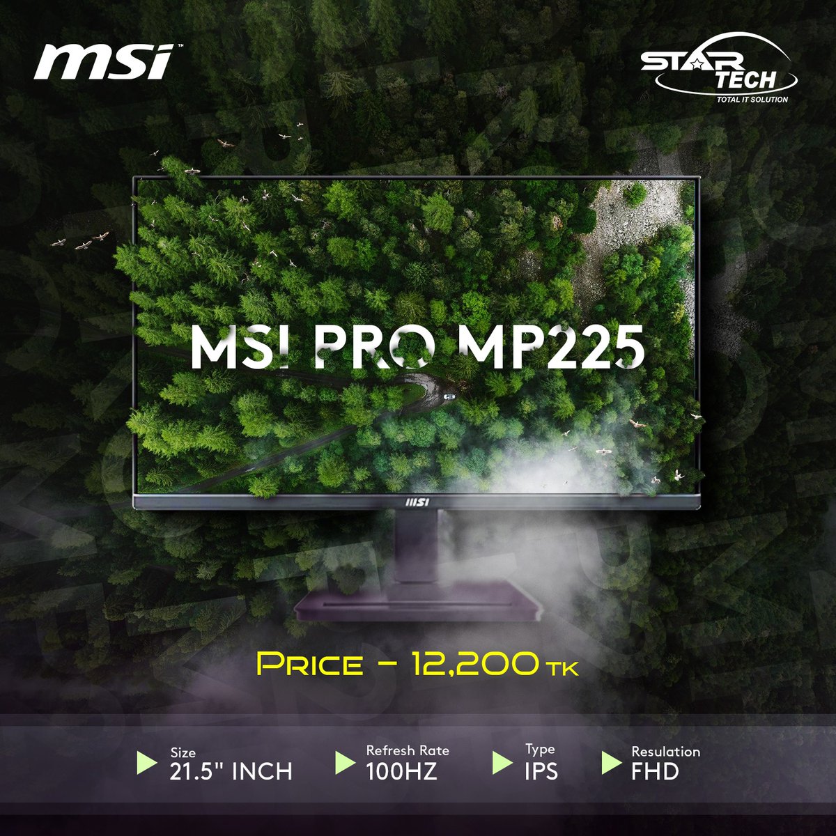 startechbd's tweet photo. 📷 Smooth, Clear, Eye-Friendly – MSI PRO MP225 21.5" FHD Monitor
Perfect for work, study, and everyday use with smooth visuals and eye-care features for long hours.
📷 Product Link: https://t.co/8phEQ0HMmL
#MSI #Monitor #IPSDisplay #100Hz #OfficeSetup #StarTechBD https://t.co/RqMsYW5tKY