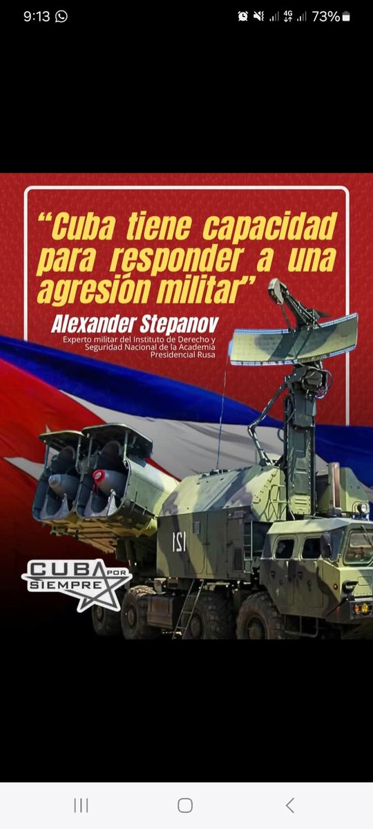 El experto militar del Instituto de Derecho y Seguridad Nacional de la Academia Presidencial Rusa de Economía Nacional y Administración Pública, Alexander Stepanov, afirmó que la isla de Cuba posee la capacidad necesaria para responder ante una agresión militar
 #PinardelRío l