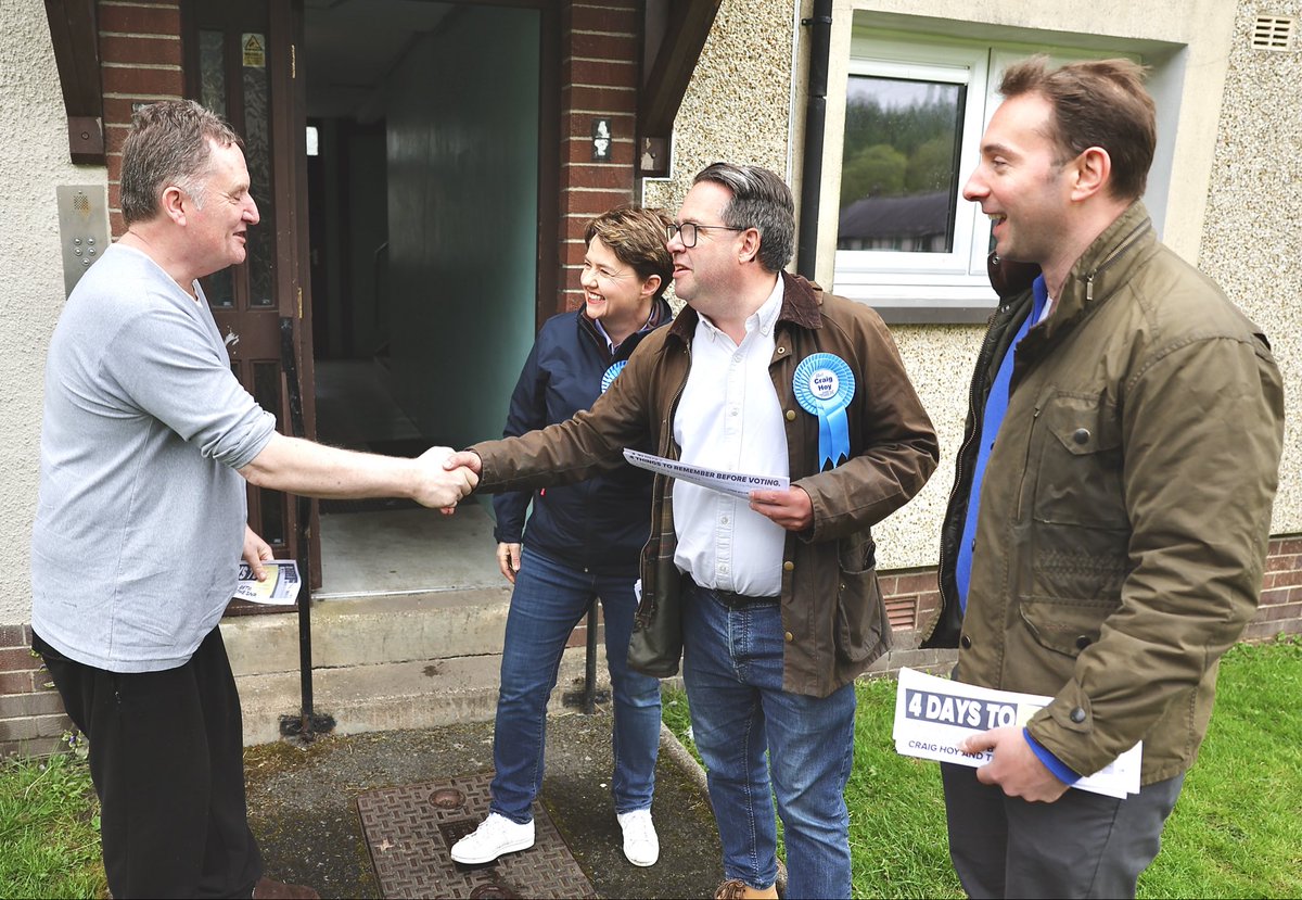 CraigWHoy1's tweet photo. Tomorrow is polling day and @RuthDavidsonPC is clear about how to vote to beat the SNP in #Dumfriesshire and stop them getting a majority. 
🗳️Vote Craig Hoy on the purple ballot and unite behind the Scottish Conservatives on the peach ballot.
Both votes Tory! https://t.co/QgtQRlBwER