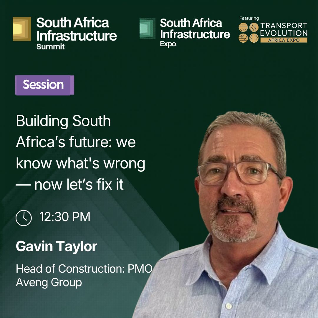 Gavin Taylor, Head of Construction PMO at Aveng Group, speaks at the South Africa Infrastructure Summit. One candid session on fixing what is holding South Africa's infrastructure delivery back.

Register Your Interest: bit.ly/4mLTQCz
Date: 9 June 2026

#SAIE2026