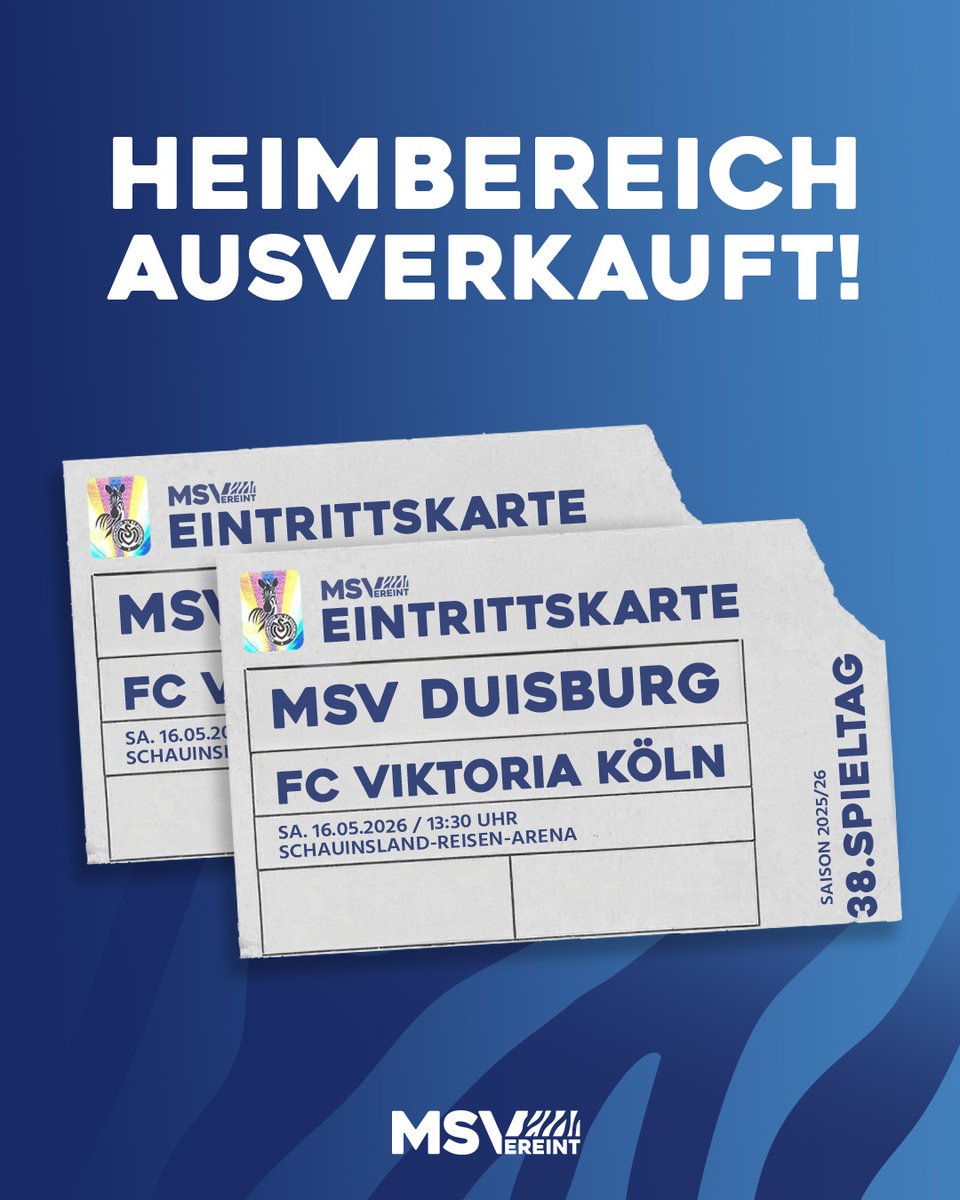 MSVDuisburg's tweet photo. Update vom Update: Nach wenigen Minuten waren auch diese Tickets vergriffen. Damit sind alle Plätze des Heimbereich in der Kategorie "public" ausverkauft. 👏👏

#MSVereint #Duisburg #MSVVIK #3Liga https://t.co/tNqUYxs26l