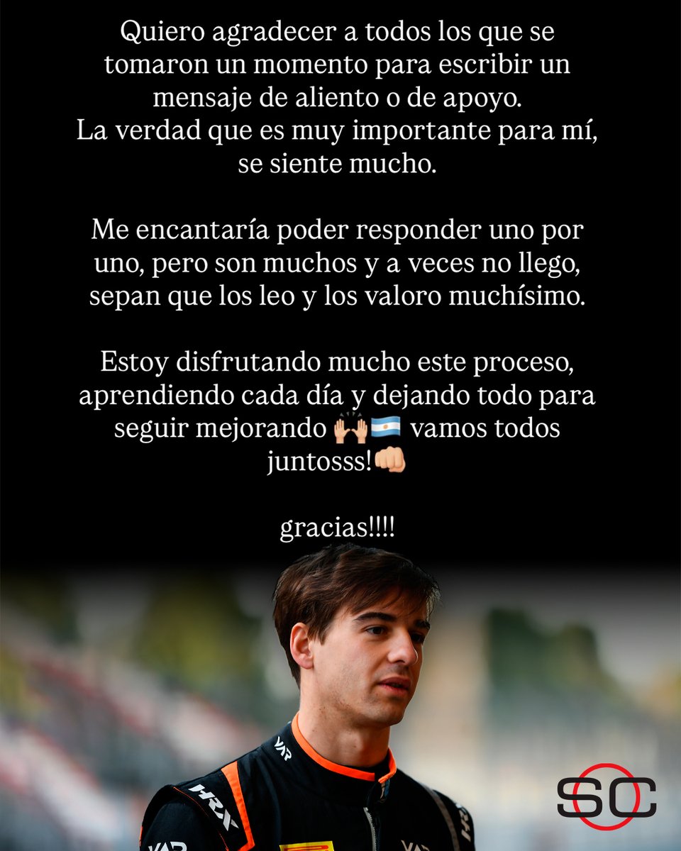 SC_ESPN's tweet photo. 💪🇦🇷 ¡ESTO RECIÉN ARRANCA, NICO! Varrone y un sentido mensaje en sus redes sociales tras lo que fue el #MiamiGP de la Fórmula 2.

📺 Toda la temporada de #F2 por #DisneyPlus Plan Premium https://t.co/iVAdBhOYU3