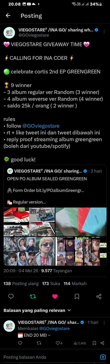 khalalea's tweet photo. @GOviegostare DONE ALL RULES KAKKK 🤭💕 Bismillah semoga rejeki aku buat menang giveaway kali ini, mau bgtt album cortis GREENGREEN 🌟____🌟 Sukses terus kakk!! 😶‍🌫️🩶 https://t.co/4S56u3fGo5