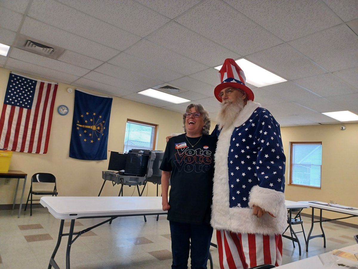 FancyXue's tweet photo. Voted my first vote on the 2026 Primary Election Day! And first time became a poll worker! 😀 It is the day that my Lord has made!
From 5am to 7:30pm, we ended up getting 173 voters to vote  at the Stilesville voting site🇺🇸  Uncle Sam came to see us and gave us a great shout-out! https://t.co/pukaDF5W7l