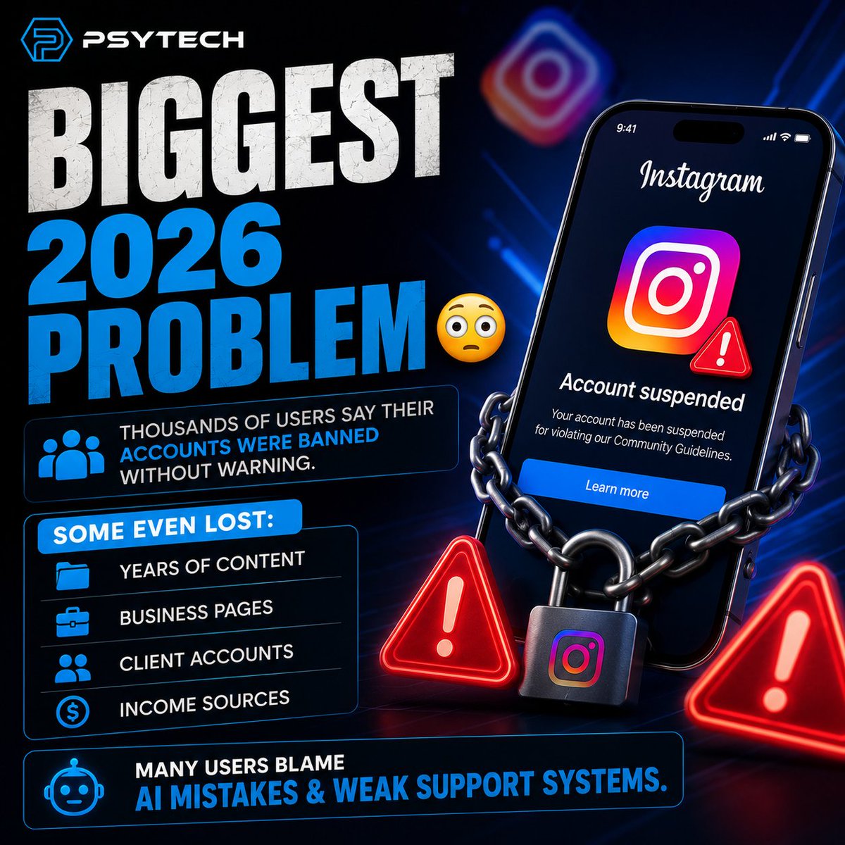 PsytechDigi's tweet photo. If your business depends on Instagram…
Start building safely NOW. 🚨

#Instagram2026 #InstagramSuspended #InstagramBan #MetaAI #SocialMediaMarketing #InstagramGrowth #DigitalMarketing #ContentCreator #InstagramTips #MarketingTrends2026 https://t.co/x4b90Y6NnR