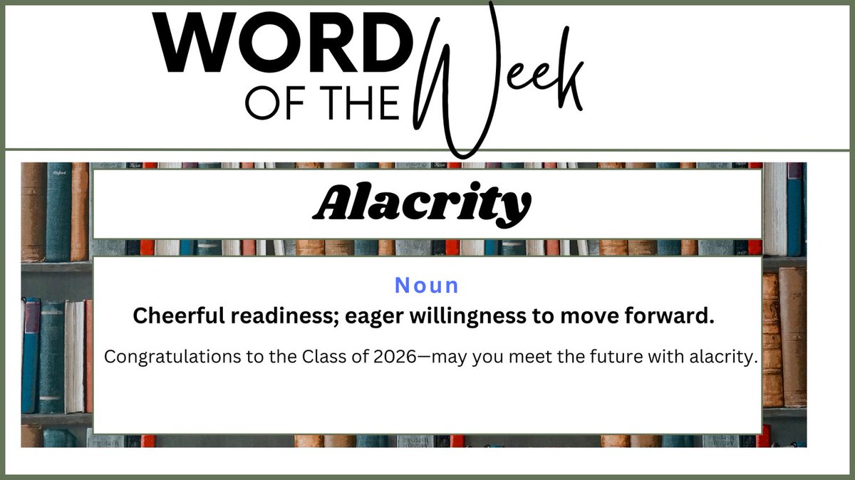 blinnlibrary's tweet photo. This WOW (Word of the Week) is dedicated to our graduates! https://t.co/0uuYzUraW9 https://t.co/WQBzt6B9z3