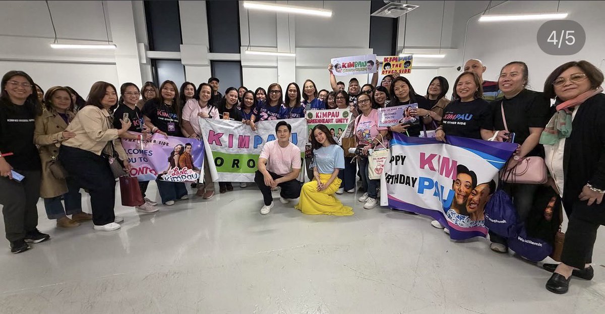 KimPauTOS's tweet photo. KIMPAU Toronto from the #LoveKimPauToronto , you made it!!

Thank you #KimPau 
@prinsesachinita @mepauloavelino 

Seeing the tarps/banners, with you both at the sendoff, makes all the pagod &amp; efforts super worth it!!!
#KimChiu  #PauloAvelino 

#TheAlibiHideOut #KoPino soon!! https://t.co/a6oLRtOrJM